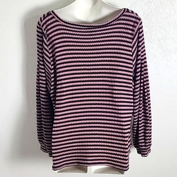 Jessica Simpson Pink & Black Stripe Sweater, Size Large - Picture 4 of 6